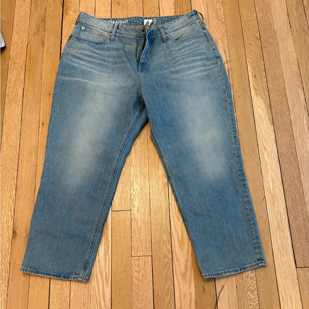 J. Crew Blue Straight Leg Jeans with Cropped Style